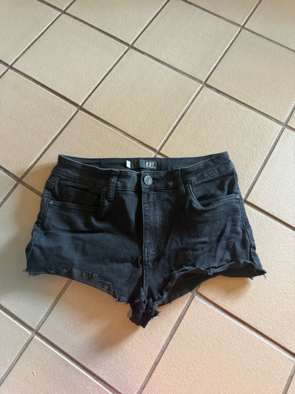 Kut from the Kloth Black Frayed Denim Cutoff Shorts